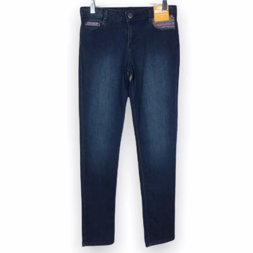NWT Gymboree Girls Kids Size 12 Embroidered Dark Wash Skinny Jeans
